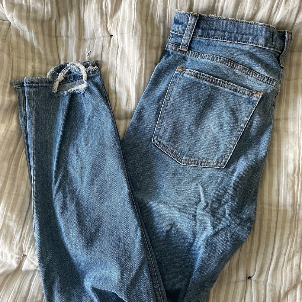 Abercrombie and Fitch, the skinny, high-rise, distressed